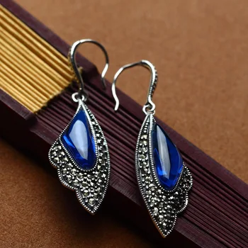 925 sterling silver jewelry silver earrings female blue corundum synthesis retro long exaggerated
925 sterling silver jewelry silver earrings female blue corundum synthesis retro long exaggerated