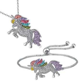 Animal Jewelry Set 4cm*2.5cm Horse Pendant Necklace& Bracelet Unicorn Bracelet Chain Necklace for Kids Torque Fashion Jewellery
Animal Jewelry Set 4cm*2.5cm Horse Pendant Necklace& Bracelet Unicorn Bracelet Chain Necklace for Kids Torque Fashion Jewellery