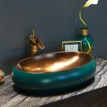 Vintga Europe Luxury gold green bathroom vanitie chinese Jingdezhen Art Counter Top ceramic oval wash basin ceramic
Vintga Europe Luxury gold green bathroom vanitie chinese Jingdezhen Art Counter Top ceramic oval wash basin ceramic