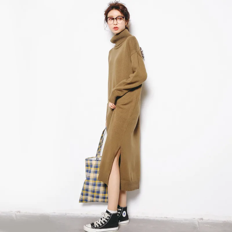 Autumn Winter Turtleneck Sweater Dress Women Plus Size Women Maxi Knitted Dress Vestidos Long Pullover Dresses Knitwear C3778
Autumn Winter Turtleneck Sweater Dress Women Plus Size Women Maxi Knitted Dress Vestidos Long Pullover Dresses Knitwear C3778