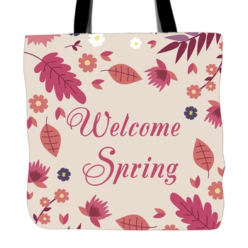 Welcone Spring Red Leaves Printing Tote Bag For Shopping Food Convenience Women White Canvas Hand Bags Two Sided Printed 
Welcone Spring Red Leaves Printing Tote Bag For Shopping Food Convenience Women White Canvas Hand Bags Two Sided Printed