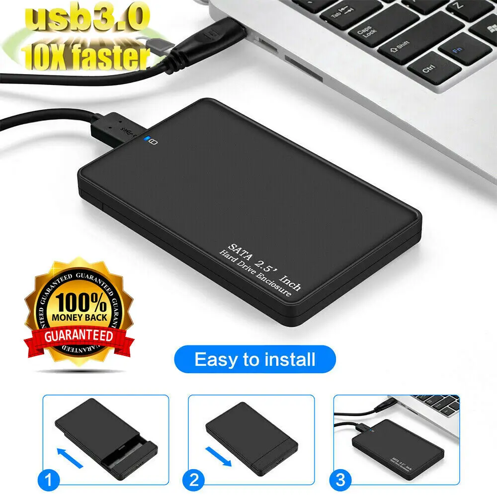 For 2 TB Portable External Hard Drive Enciosure Connectors USB3.0 SATA High Speed Black
For 2 TB Portable External Hard Drive Enciosure Connectors USB3.0 SATA High Speed Black