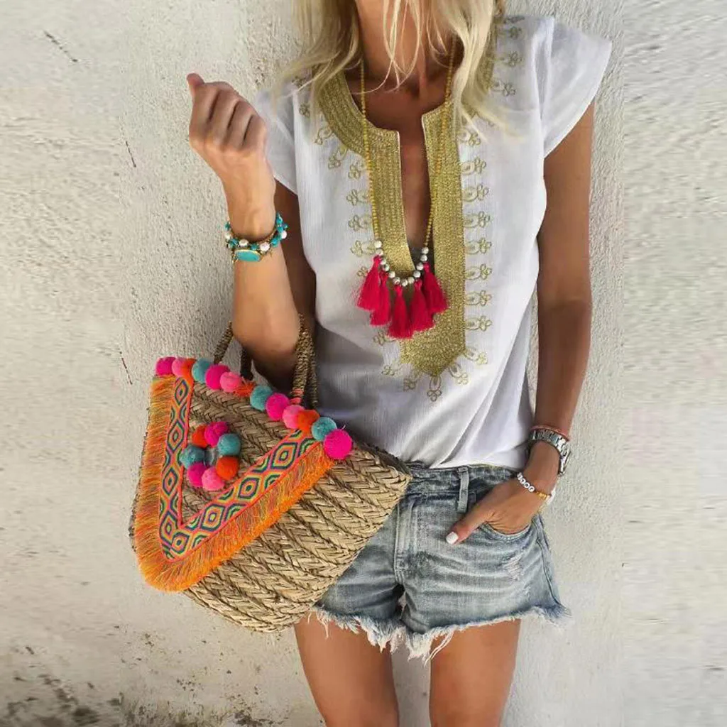 Embroidered Blouse For Women 2019 Summer Ladies Boho Casual V Neck Short Sleeve Tunic Shirt Fashion chemisier femme#20
Embroidered Blouse For Women 2019 Summer Ladies Boho Casual V Neck Short Sleeve Tunic Shirt Fashion chemisier femme#20
