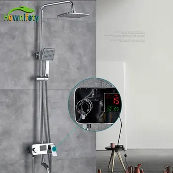 Chrome Digital Shower Faucet Single Handle Bath Shower Faucet System Anti Ironing Temperature Display Shower Mixer Swivel Spout
Chrome Digital Shower Faucet Single Handle Bath Shower Faucet System Anti Ironing Temperature Display Shower Mixer Swivel Spout