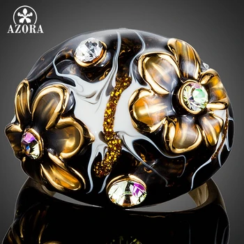 AZORA Unique Design Gold Color Black Flower Stellux Austrian Crystal Oil Painting Pattern Ring for Women TR0158
AZORA Unique Design Gold Color Black Flower Stellux Austrian Crystal Oil Painting Pattern Ring for Women TR0158