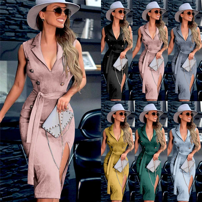 New Sexy Women OL Pencil Dress Casual Sleeveless Bodycon Party Dress Women Slim Wrapped Pockets Lacing Dresses Elegant Vestidos
New Sexy Women OL Pencil Dress Casual Sleeveless Bodycon Party Dress Women Slim Wrapped Pockets Lacing Dresses Elegant Vestidos