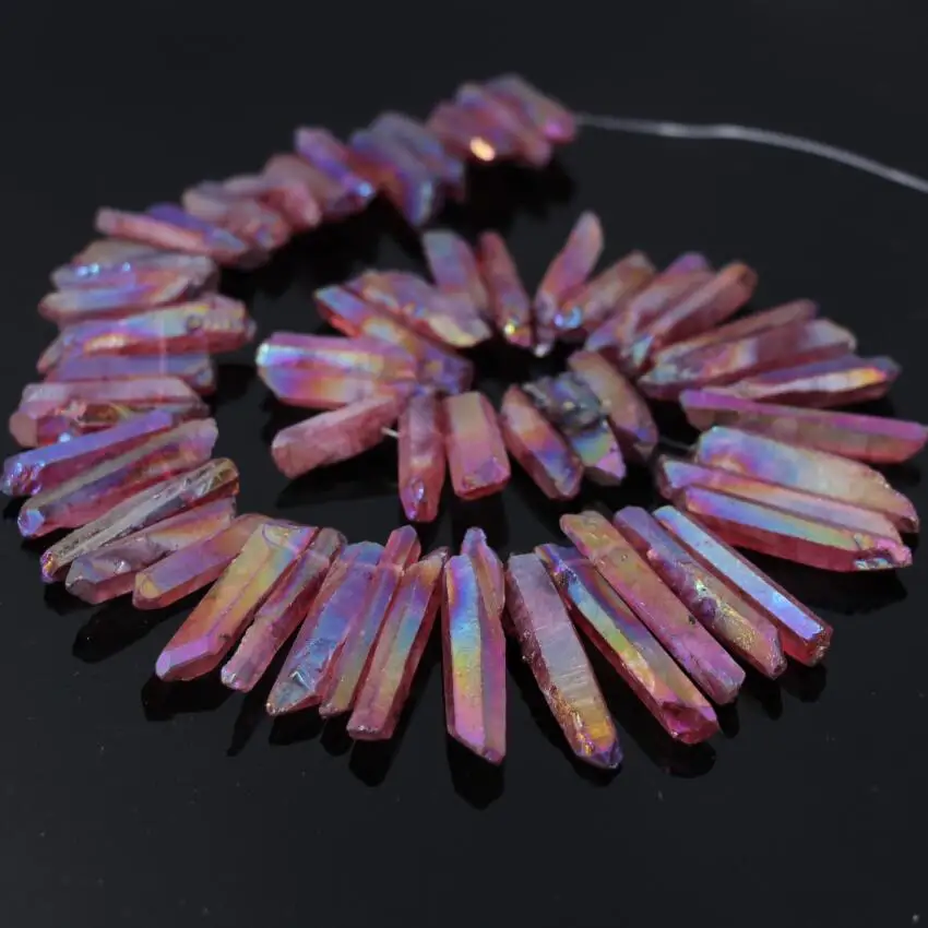 15.5"Strand Red Titanium AB Quartz Crystal Top Drilled Point Pendant Beads,Raw Crystal Tusk Spikes Graduated Necklace Jewelry
15.5"Strand Red Titanium AB Quartz Crystal Top Drilled Point Pendant Beads,Raw Crystal Tusk Spikes Graduated Necklace Jewelry