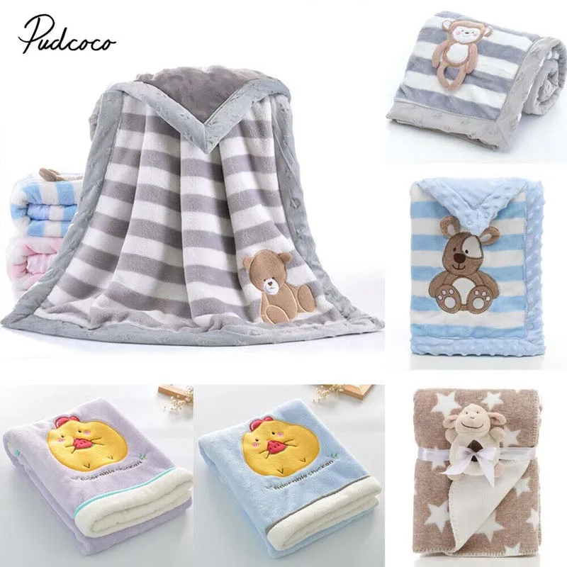 

2019 Brand Cute Baby Blanket/Crib Quilt Soft Minky Double Dotted Backing Towel Wrap Blanket 75*100cm/100*150cm