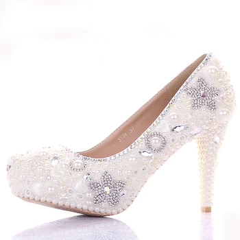 Gorgeous Women 10cm High Heel Rhinestone Bridal Shoes Ivory Wedding Dress Shoes Bling Star Crystal Banquet Party Prom Shoes 
Gorgeous Women 10cm High Heel Rhinestone Bridal Shoes Ivory Wedding Dress Shoes Bling Star Crystal Banquet Party Prom Shoes