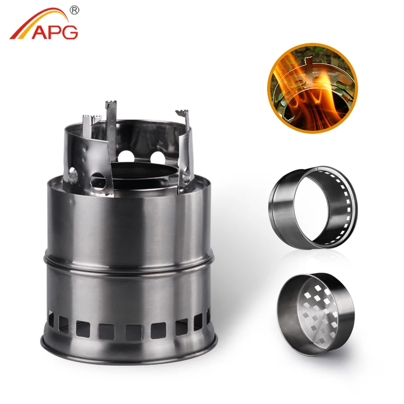 Image APG Ultralight Woodgas Camp Stove Outdoor Cooking Firewood Burners Stove BBQ Camping Equipment