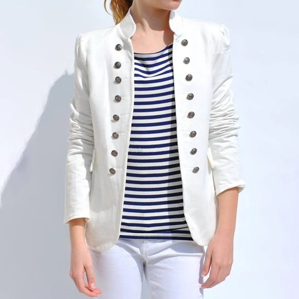 Women's Fashion Solid Color Long Sleeves Double Breasted Cardigan Jackets New Simple Slim Fit Stand Collar Casual Office Coats
Women's Fashion Solid Color Long Sleeves Double Breasted Cardigan Jackets New Simple Slim Fit Stand Collar Casual Office Coats