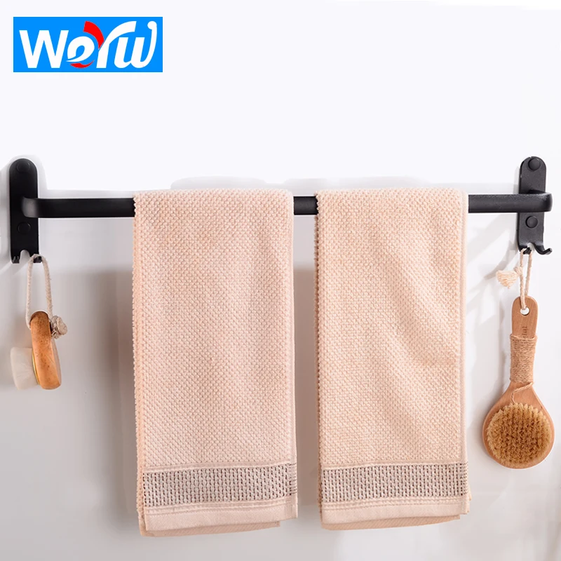 Towel Bar Black Wall Mounted Bathroom Towel Rack Hanging Holder with Hooks Aluminum Clothes Towel Holder Storage Rail Shelf
Towel Bar Black Wall Mounted Bathroom Towel Rack Hanging Holder with Hooks Aluminum Clothes Towel Holder Storage Rail Shelf