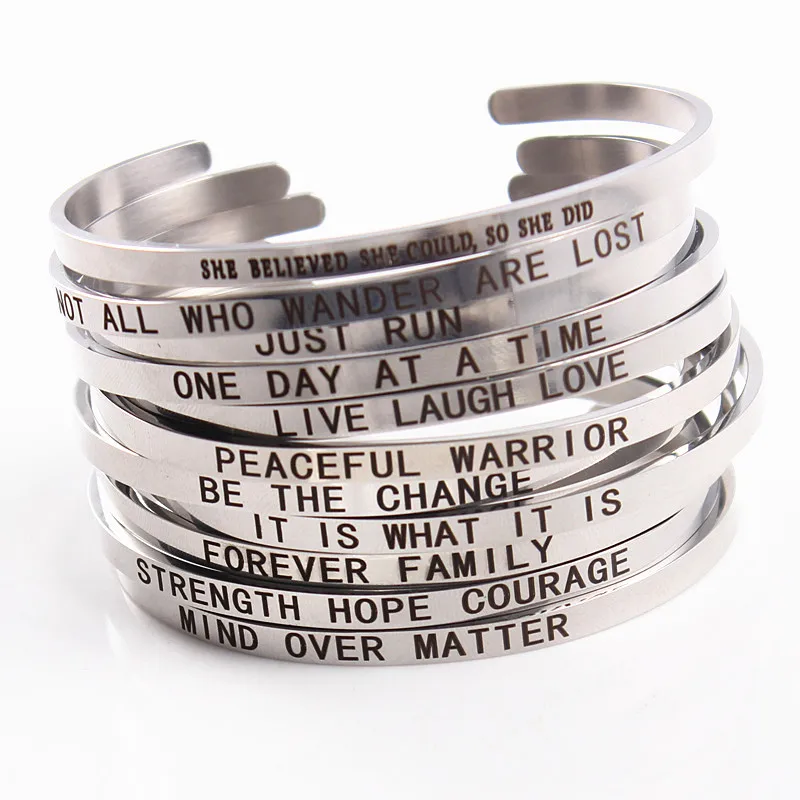 Wholesale 10pcs stainless steel bangle bracelets men's women's etching words silver plated love open cuff charm fashion jewelry
Wholesale 10pcs stainless steel bangle bracelets men's women's etching words silver plated love open cuff charm fashion jewelry