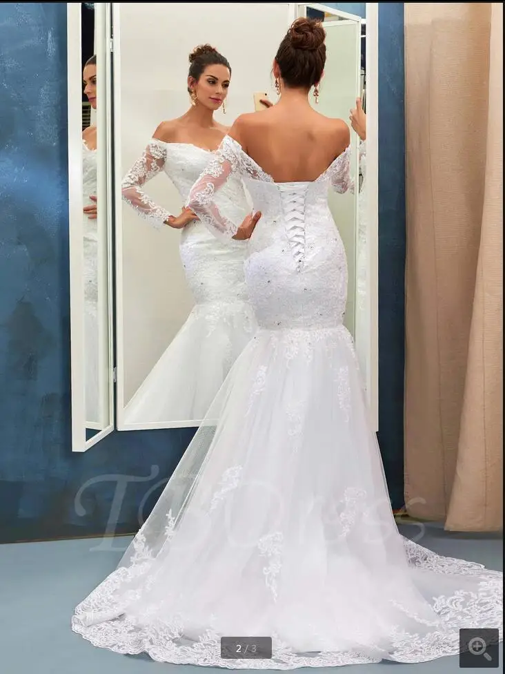 Vestido De Noiva mermaid lace off the shoulder wedding dress modest long sleeve appliques sexy deep v neck bride dresses
Vestido De Noiva mermaid lace off the shoulder wedding dress modest long sleeve appliques sexy deep v neck bride dresses