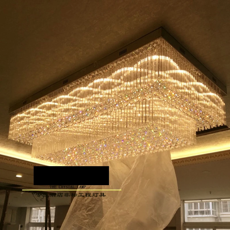 Фото Hotel project lighting custom rectangular lobby ceiling lamp ceramic jewelry showroom sales sand table chandelier led | Лампы и