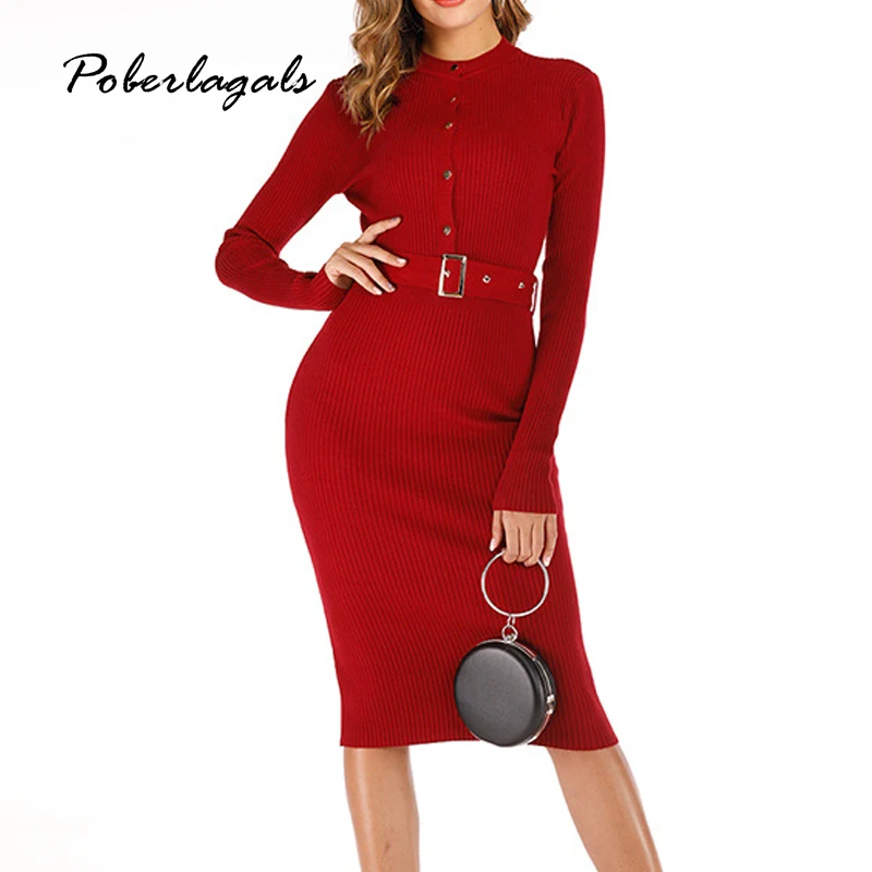 Autumn Warm Charm Women Slim long Sweater Dress 2019 Fall Winter Long Sexy Bodycon Dresses with belt button Skinny Knitted Dress
Autumn Warm Charm Women Slim long Sweater Dress 2019 Fall Winter Long Sexy Bodycon Dresses with belt button Skinny Knitted Dress