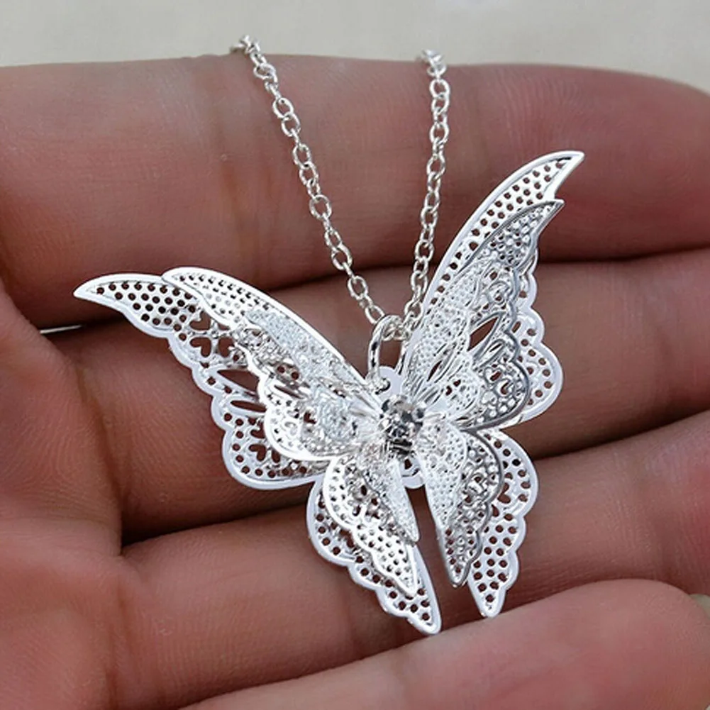 Elegant Women Hollow Out Butterfly Pendant Necklace Silver Plated Long Chain Necklaces Collier Sautoir Fashion Jewelry Gift
Elegant Women Hollow Out Butterfly Pendant Necklace Silver Plated Long Chain Necklaces Collier Sautoir Fashion Jewelry Gift
