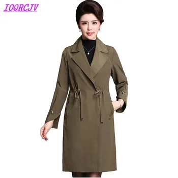 

Spring Women Trench Coat Fashion Boutique Middle aged Female Casual Tops Outerwear Plus size Slim Windbreaker Coat IOQRCJV H158