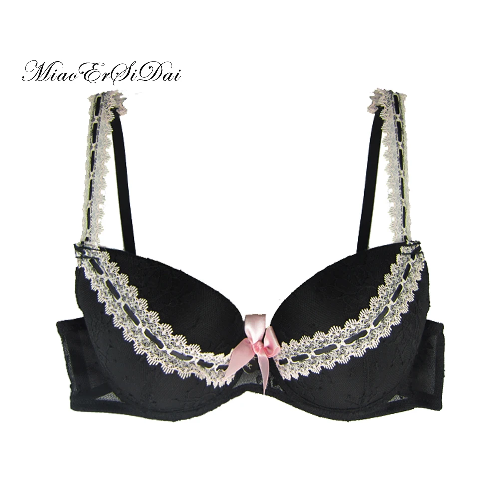MiaoErSiDai summer style women sexy bra black color plus size 3/4 cup push up bra bralette
MiaoErSiDai summer style women sexy bra black color plus size 3/4 cup push up bra bralette