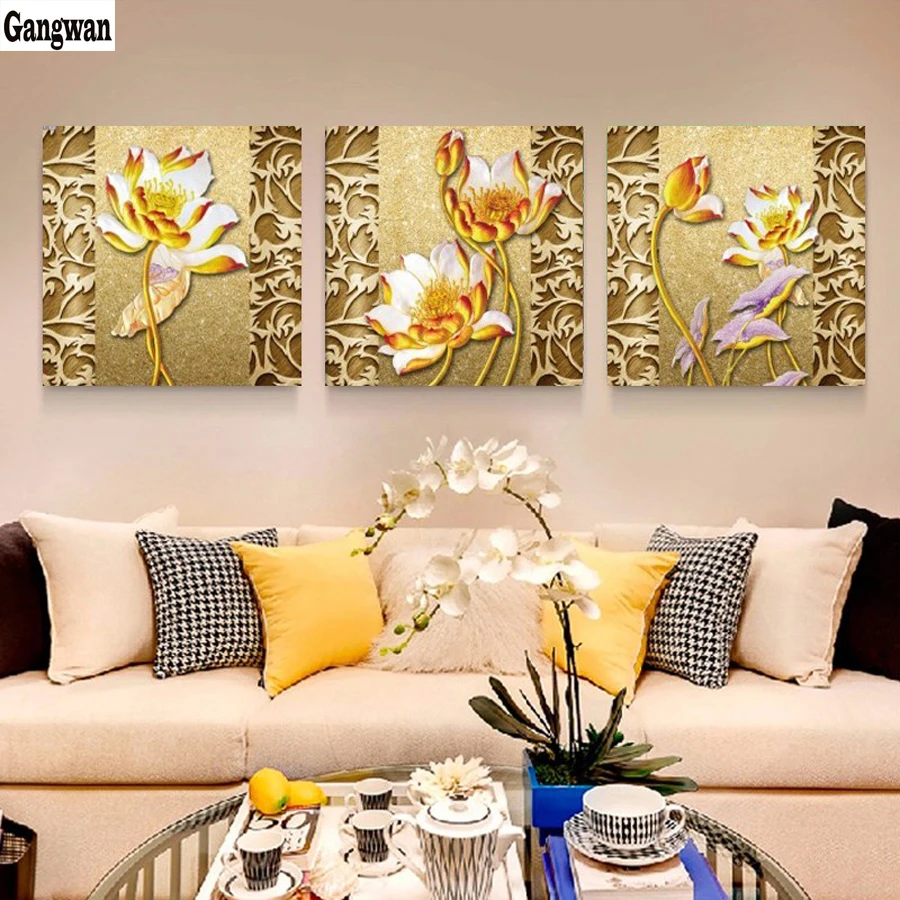3 Piece Diamond Embroidery Lotus Cheap Modern Decor DIY 5D Diamond Painting Gold flower Cross Stitch Rhinestones mosaic pattern
3 Piece Diamond Embroidery Lotus Cheap Modern Decor DIY 5D Diamond Painting Gold flower Cross Stitch Rhinestones mosaic pattern
