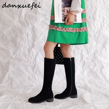 Women's Genuine Suede Leather Knee High Knight Boots Brand Designer Flats Winter Long Boots Cold Weather Shoes for Women on Sale
Women's Genuine Suede Leather Knee High Knight Boots Brand Designer Flats Winter Long Boots Cold Weather Shoes for Women on Sale