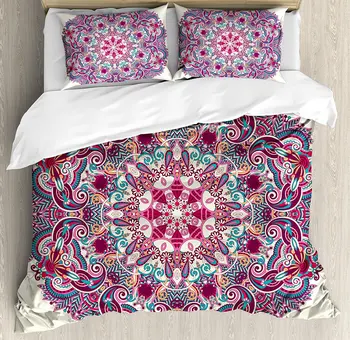 Mandala Duvet Cover Set Detailed Mandala Pattern with Flower and Leaves Bohemian Theme Tribal Ethnic Art Bedding Set Multicolor
Mandala Duvet Cover Set Detailed Mandala Pattern with Flower and Leaves Bohemian Theme Tribal Ethnic Art Bedding Set Multicolor
