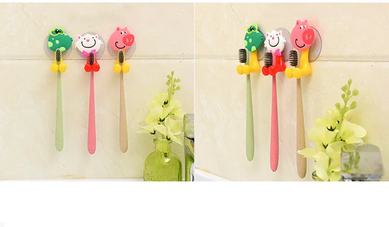 High Quality Cartoon Toothbrush Holder Suction Hooks Bathroom Accessories Eco-Friendly Sadoun.com