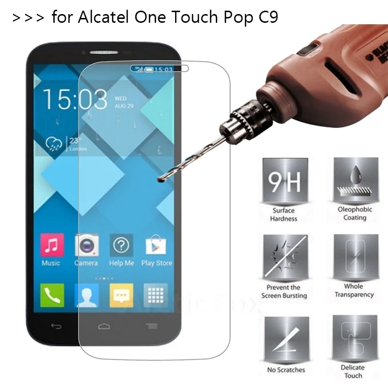 Фото 10 шт./лот Премиум закаленное Стекло Экран протектор для Alcatel One Touch Pop C9 бесплатная