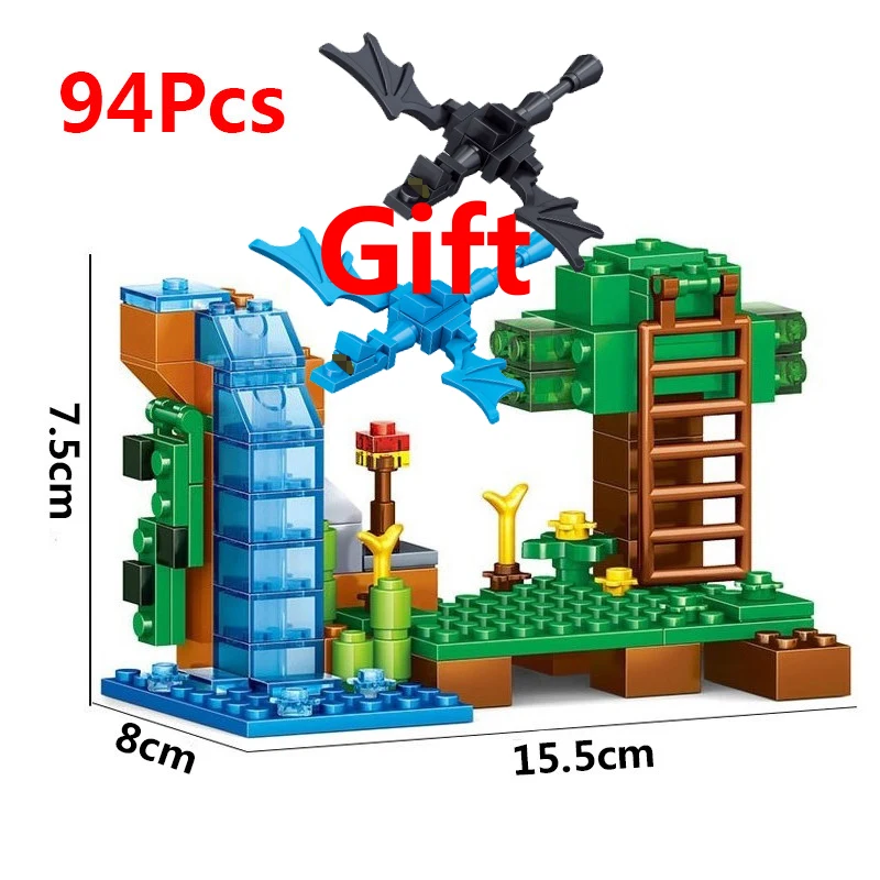 

378pcs 4 in 1 Minecrafted Building Blocks Compatible LegoING City Figures Dragon Bricks Set Educational Toys for Children Gift