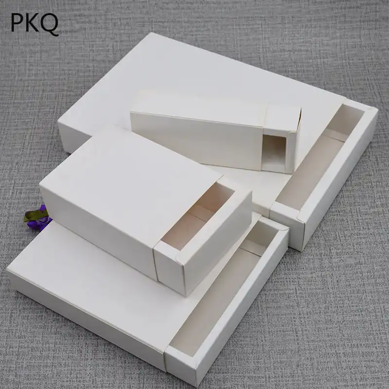 white cardboard paper sliding box, high quality white drawer