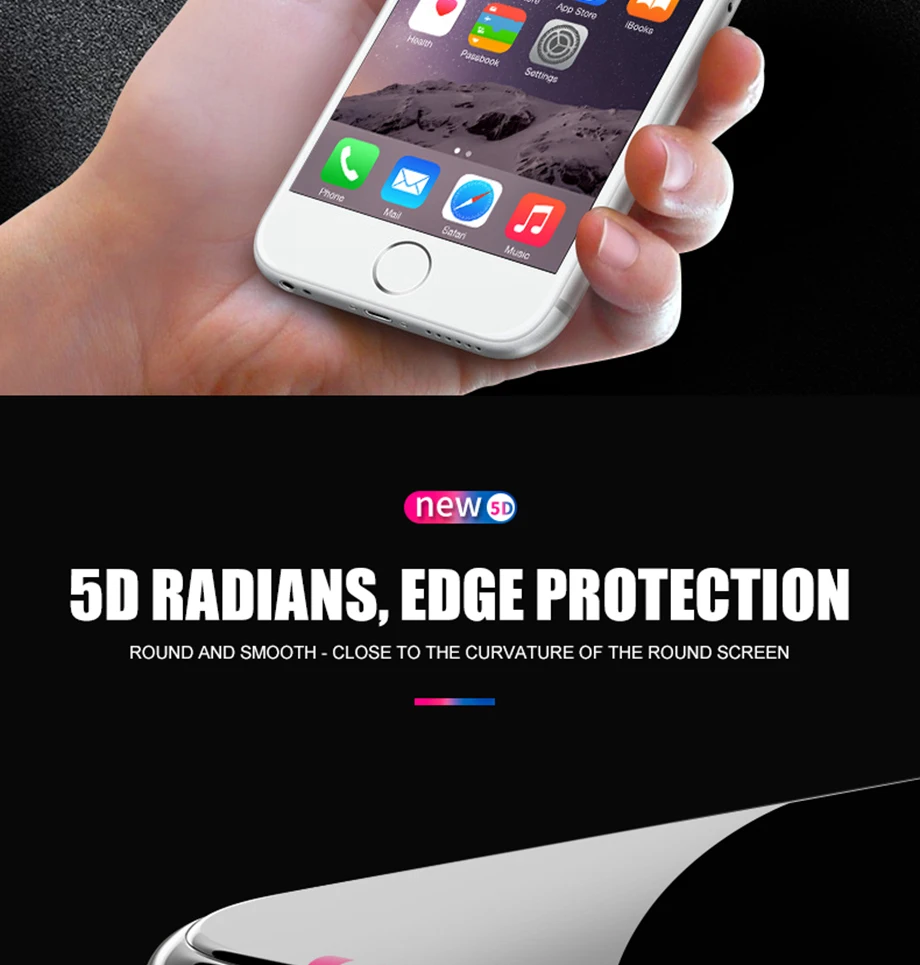 4-PC-5D Glass on the for iPhone 6 7 Tempered Glass For iPhone X 7 8 Plus Screen Protective Film