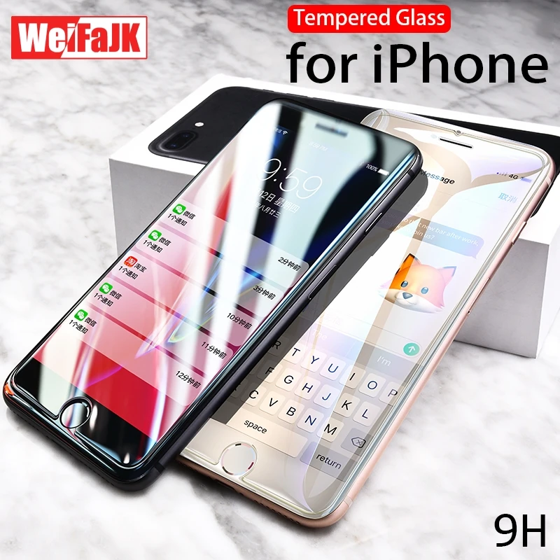 

WeiFaJK 9H Tempered Glass For iPhone 7 8 Plus X 6 Protection Glass Tempered Film Cover for iPhone 5s 6 6s 5 SE Screen Protector