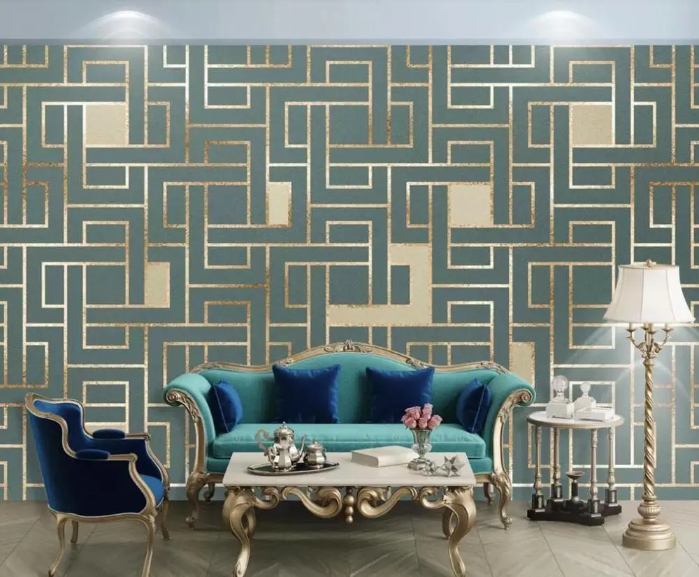 Custom 3D mural wallpaper abstract line geometry Nordic golden TV background wall decoration painting
Custom 3D mural wallpaper abstract line geometry Nordic golden TV background wall decoration painting