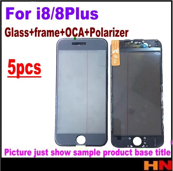5pcs wholesale cold press For iPhone 8 8p plus front Glass + Frame oca polarizer together 4 in 1 lcd screen glass repair | Мобильные