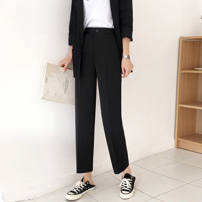 XS-3XL Plus Size Pants Women Casual Pockets Street Solid Color Office Pants High Waist OL Chic Ankle-Length Black Pants Korean
XS-3XL Plus Size Pants Women Casual Pockets Street Solid Color Office Pants High Waist OL Chic Ankle-Length Black Pants Korean
