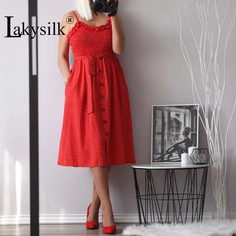 Sexy Women Summer Dress With Button Pocket Dot Print Bohemian Tunic Beach Dress Sleeveless Sundress O-Neck Belt Dresses Female
Sexy Women Summer Dress With Button Pocket Dot Print Bohemian Tunic Beach Dress Sleeveless Sundress O-Neck Belt Dresses Female