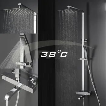 Wall Mounted Bath Tub Thermostatic Massage Jets Shower Faucet with Handshower,ultra-thin square top spray Rain Waterfall Shower
Wall Mounted Bath Tub Thermostatic Massage Jets Shower Faucet with Handshower,ultra-thin square top spray Rain Waterfall Shower