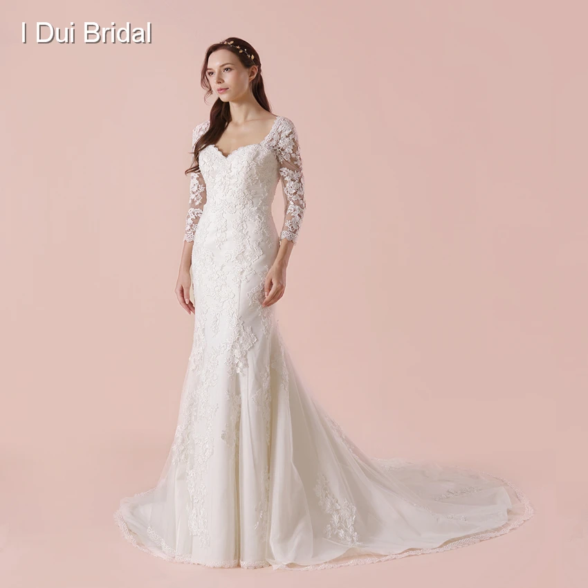 Three Quarter Sleeve Wedding Dress With High Quality Lace Sheath Bridal Gown New Arrival
Three Quarter Sleeve Wedding Dress With High Quality Lace Sheath Bridal Gown New Arrival