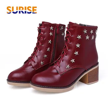 British Winter Spring Women Martin Boots Square Thick High Heel Red Stud Star PU Leather Lace Zipper Plush Short Platform Boots
British Winter Spring Women Martin Boots Square Thick High Heel Red Stud Star PU Leather Lace Zipper Plush Short Platform Boots
