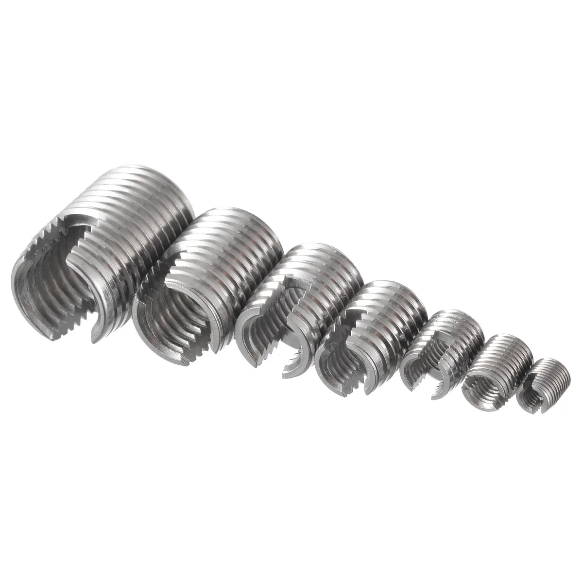 50Pcs/Set Silver Stainless Steel Thread Repair Insert Kit M3 M4 M5 M6 M8 M10 M12 Slotted Wire Thread Repair Insert