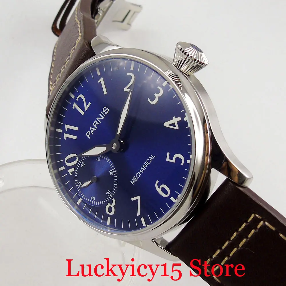 PARNIS Fashion Mechanical Hand Winding Men's Watch 44mm Blue Dial Polished Case Leather Strap
PARNIS Fashion Mechanical Hand Winding Men's Watch 44mm Blue Dial Polished Case Leather Strap