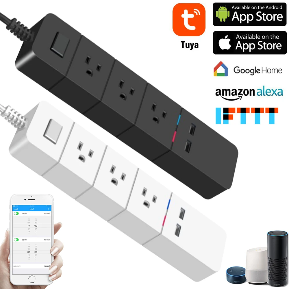 US WiFi Smart Power Strip 2 USB Port 3 AC Outlets Timer App Remote Control Surge Protect Extension Socket For Alexa Google Home
US WiFi Smart Power Strip 2 USB Port 3 AC Outlets Timer App Remote Control Surge Protect Extension Socket For Alexa Google Home