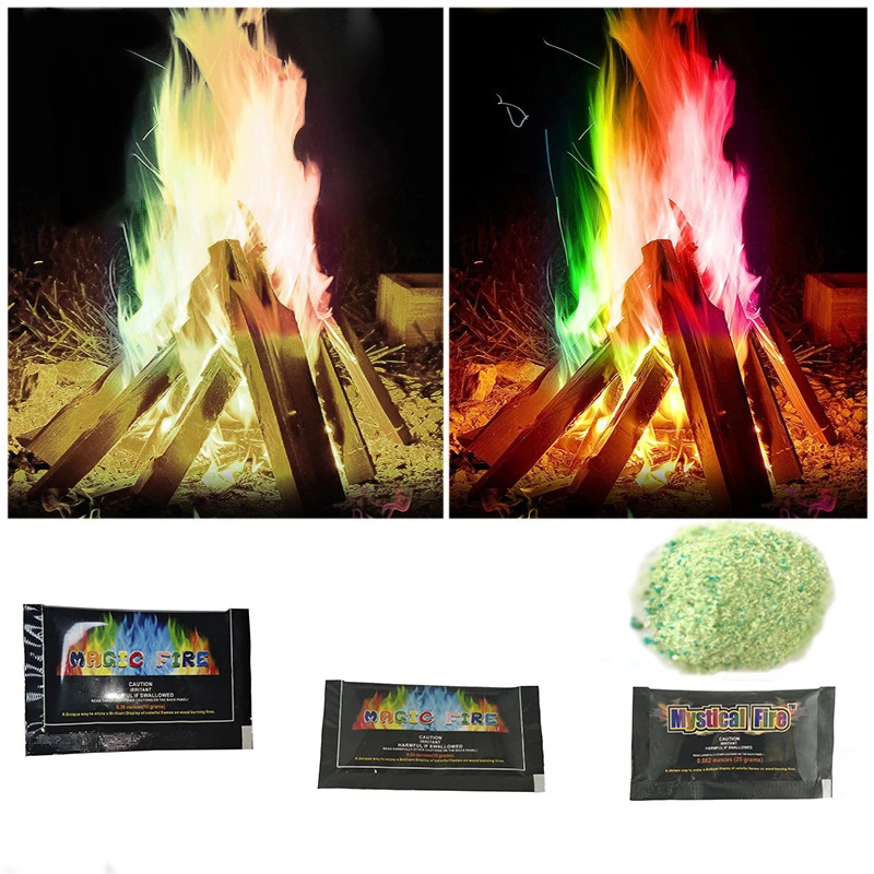 

10g/15g/25g Magic Fire Colorful Flames Powder Bonfire Sachets Pyrotechnics Magic Trick Outdoor Camping Hiking Survival Tools