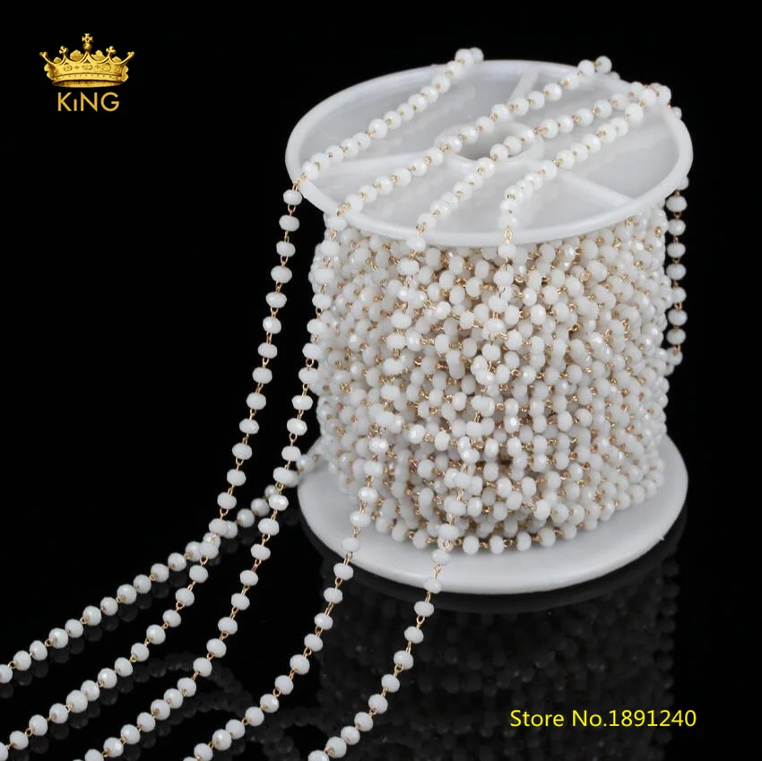 5meters Tiny Faceted Rondelle Glass Chains,2x3mm White Glass Wire Wrapped Plated Brass Copper Links Chains Findings Bulk ZJ158
5meters Tiny Faceted Rondelle Glass Chains,2x3mm White Glass Wire Wrapped Plated Brass Copper Links Chains Findings Bulk ZJ158