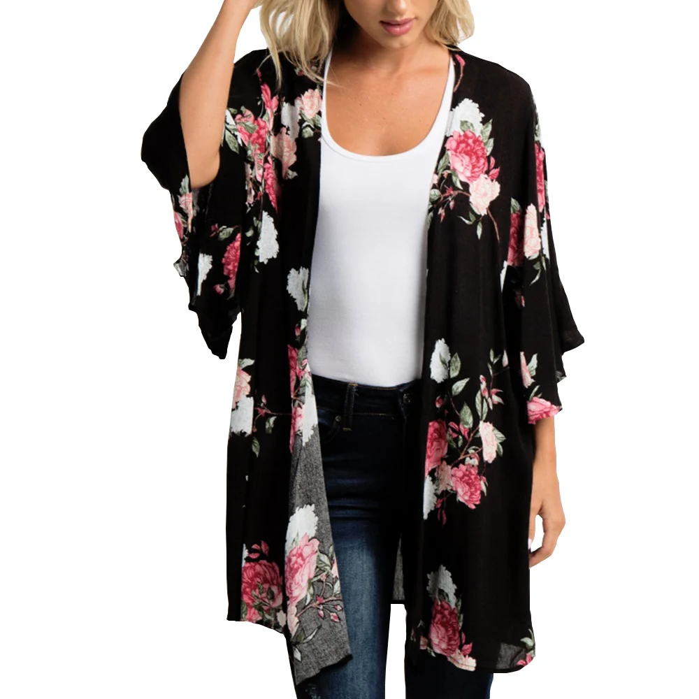 Women Casual Vintage Kimono Cardigan Ladies 2018 Summer Long Crochet Chiffon Kimono preto Loose flora printed Blouse Tops Black
Women Casual Vintage Kimono Cardigan Ladies 2018 Summer Long Crochet Chiffon Kimono preto Loose flora printed Blouse Tops Black
