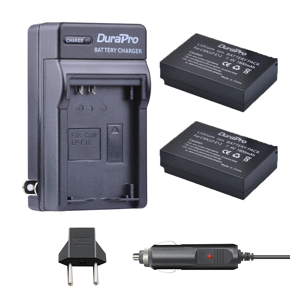 2pc DuraPro LP-E12 LP E12 LPE12 7.4V 1800mAh Camera Battery + Car Charger + EU Plug For Canon EOS M M2 100D Kiss X7 Rebel SL1
2pc DuraPro LP-E12 LP E12 LPE12 7.4V 1800mAh Camera Battery + Car Charger + EU Plug For Canon EOS M M2 100D Kiss X7 Rebel SL1