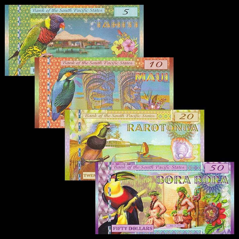 South Pacific Set 4 PCS, 5 10 20 50 Dollars, Polymer, Fancy notes, Collection, Beautiful Gift, 2015/2016, UNC Original
South Pacific Set 4 PCS, 5 10 20 50 Dollars, Polymer, Fancy notes, Collection, Beautiful Gift, 2015/2016, UNC Original