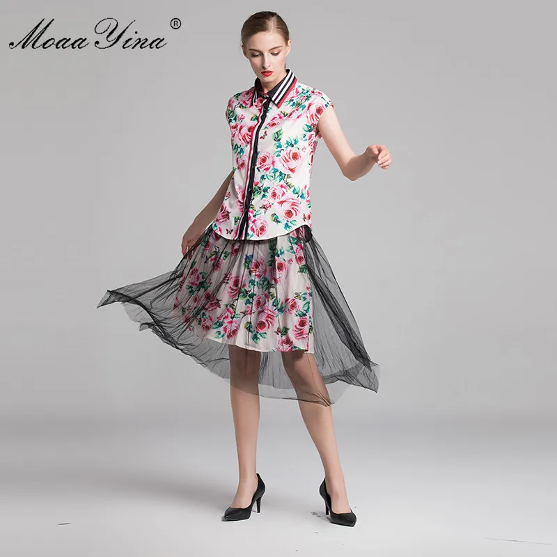 MoaaYina Fashion Designer Runway Set Spring Women Rose Print Casual Holiday Elegant Shirt+Mesh Half skirt Two-piece suit
MoaaYina Fashion Designer Runway Set Spring Women Rose Print Casual Holiday Elegant Shirt+Mesh Half skirt Two-piece suit