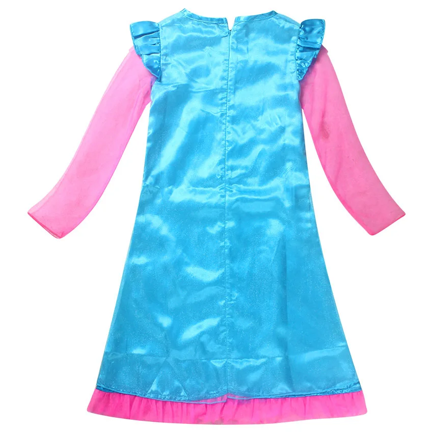 Troll Wig +dresses set Children Costumes For Girls Carnival Kids Costumes Summer Girl Dress Trolls Clothes Birthday Party Dress (5)