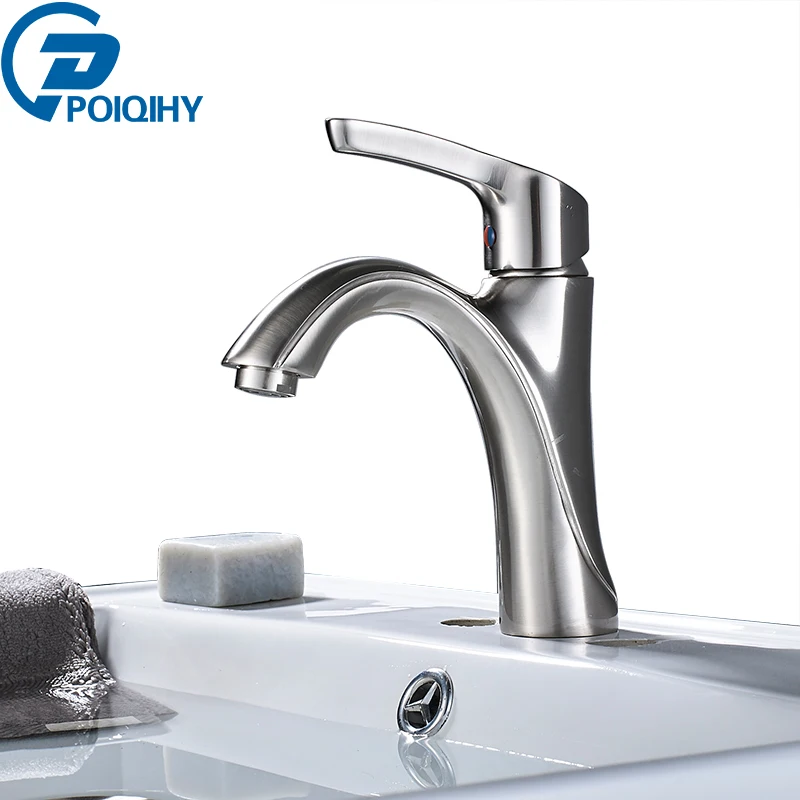 Washbasin Design Nickel Bathroom Basin Faucet Mixer Tap Hot and Cold Water Facuet
